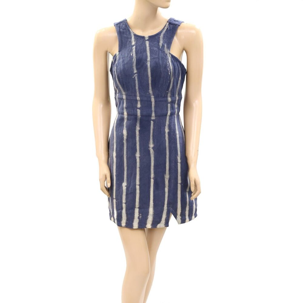 Urban Outfitters Printed Zip Up Tank Mini Dress Striped Printed Cotton XS 270175
